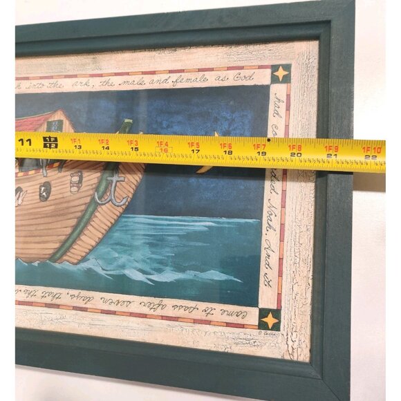 VTG NOAH'S ARK AND ANIMALS Framed Print By Basco Nursery Decor 11.5x21.5" - Picture 11 of 12